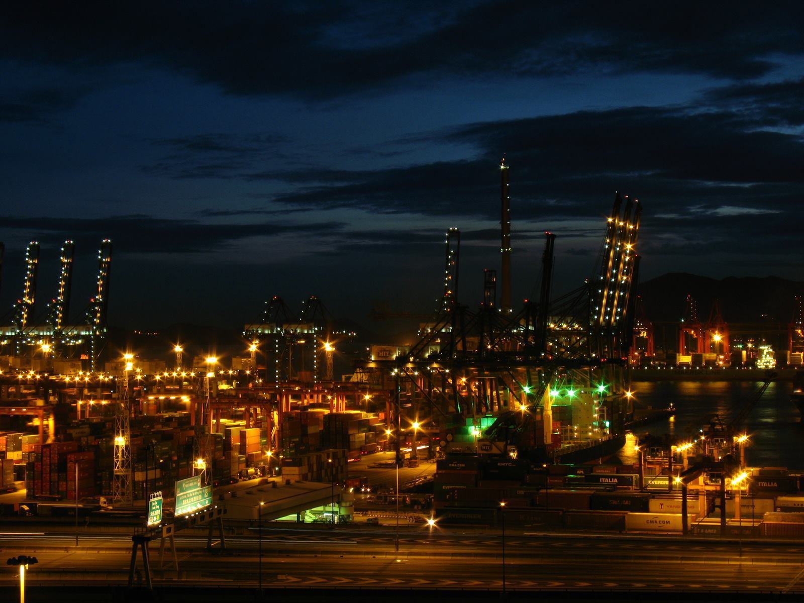 Kwai Tsing Container Terminals at night